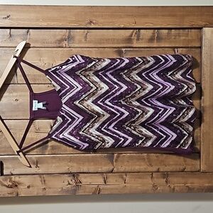 Dynamite Purple Pink Gold Sequin Racerback Rayon Tank Top Size XS